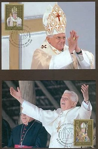 Vatican City Sc# 1390-1: Papal Trip of Benedict XVI in 2007, Maxi Cards - Picture 1 of 3