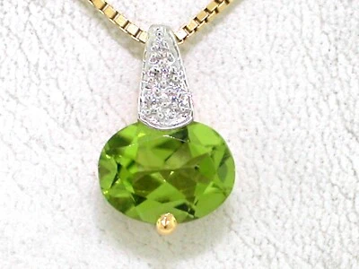 Peridot Anhänger 750 Gelbgold 18Kt Gold natürlicher Peridot   4 Brillanten - Bild 1 von 4