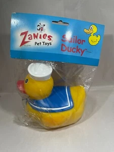Zanies Sailor Ducky Dog Toy Squeaker 5 in Funny Pet Gift NEW in Package Quirky - Picture 1 of 11