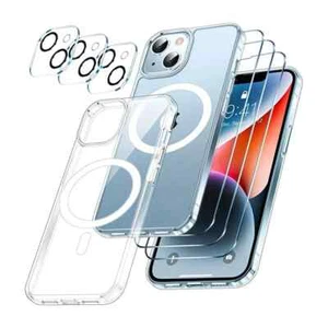 COQUE IPHONE 16/15/14 PRO PLUS MAX +3 VITRES +3VERRES CAMERA transparent MAGSAFE - Photo 1 sur 19