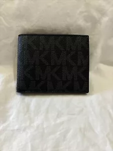 Cartera de cuero Michael Kors Jet Set negra monograma nueva billetera tarjeta de crédito $98 - Imagen 1 de 10