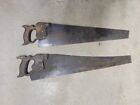 Lot Of 2  Antique Old Wood Handled Hand Saw Carpentry Wood Working