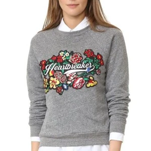 Rebecca Minkoff heartbreakers gray floral embroidered sweatshirt casual size XS - Picture 1 of 9
