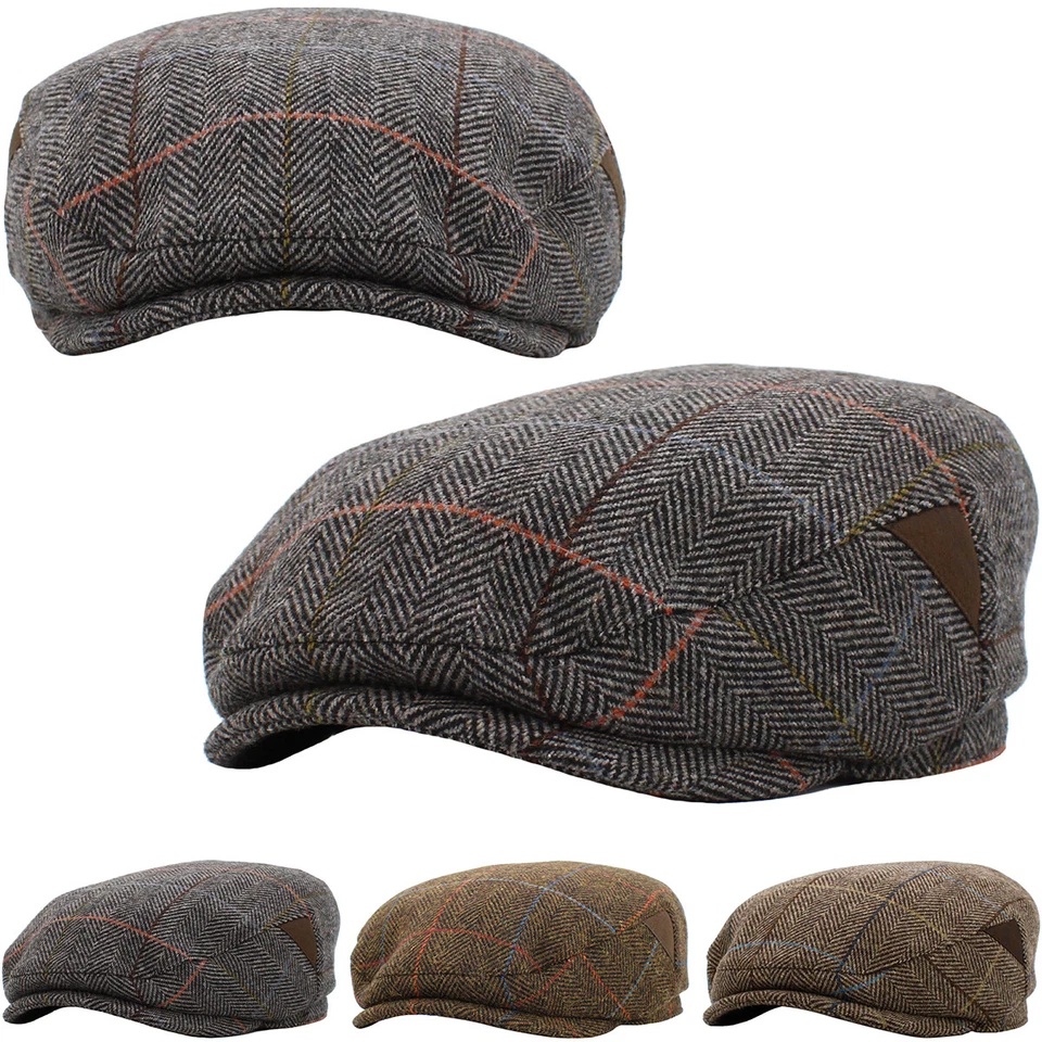 Plaid Wool Blend Newsboy Ivy Gatsby Cabbie Ascot Hat Cap Mens - Image 1 of 1