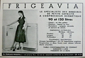 PUBLICITÉ DE PRESSE 1954 FRIGEAVIA RÉFRIGÉRATEUR 90 et 120 L - BRIGITTE BARDOT - Imagen 1 de 1