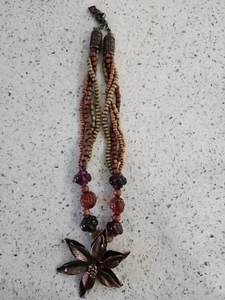 Flower Bead 3-Strand Beaded Necklace Made in China - Picture 1 of 5