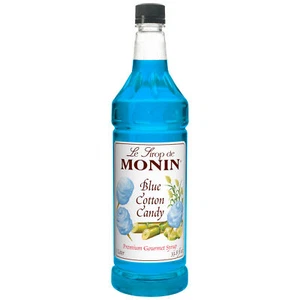 MONIN Blue Cotton Candy Premium Gourmet Syrup 1Ltr Plastic bottle (4 Pack) - Picture 1 of 1