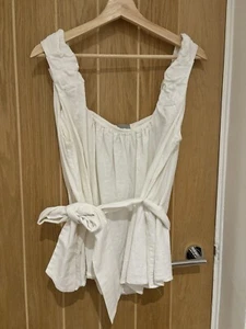 ASOS White Grecian Size 12 Tie Waist Top - Picture 1 of 3