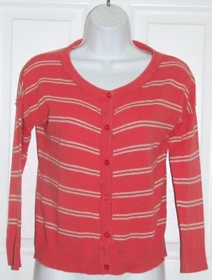 Suéter Cárdigan Mossimo Supply Co Melocotón con Rayas Cremas Talla M Foto 1 de 4