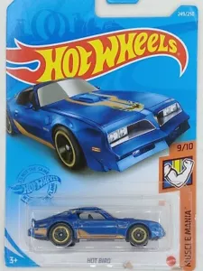 2021 Hot Wheels #249 Muscle Mania 9/10 HOT BIRD Blue w/Black 5 Spokes Gold Rims - Picture 1 of 3