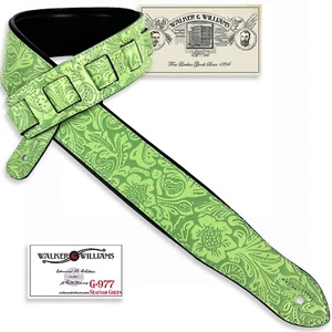 Walker & Williams G-977 Light Sea Foam Green Embossed Strap Padded Leather Back - Picture 1 of 16