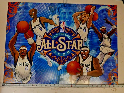 2008 All Star NBA Poster Dallas Mavericks 27" X 19 1/2" by artist Tom hodges Cover