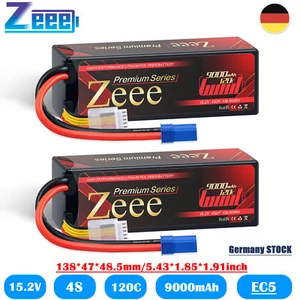 2x Zeee 4S LiPo Akku Batterie 15,2V 9000mAh 120C EC5 Hardcase für RC Auto Truck - Bild 1 von 8