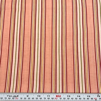 Vintage Pink Striped Marcus Brothers Cotton Fabric Remnant 16" x 44" - Image 1 of 2