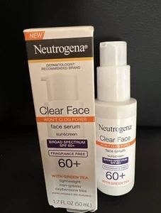 (2)-Neutrogena Clear Face Face Serum SPF60+ w/ Green Tea 1.7 Fl Oz  Exp. 09/2024 - Picture 1 of 8
