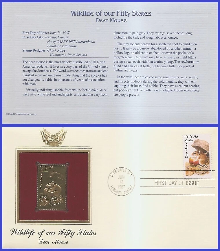 USA2 #2324 U/A GOLDEN REPLICA FDC   Deer Mouse - Image 1 of 1