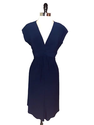 JONES WEAR Size 12 A-Line Dress Blue Cap Sleeve Knee Length Stretch Knit - Image 1 of 4