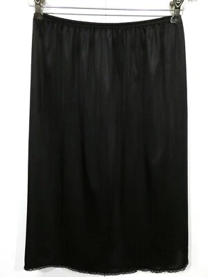 De Colección Vassarette Sedoso y Suave Nylon Encaje Ribete Negro 24" Ranura Medio Deslizamiento Talla M  Foto 1 de 4