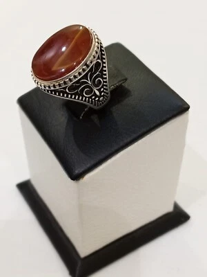 Anillo de plata 925 para hombre ágata natural de Yemen, regalo real Aqeeq, عقيق داودي مصور نوادر Foto 1 de 4