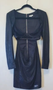 Mistress Rocks Kleid schwarz Cut-Out Bodycon Mini Wackel angenähter BH Gr. M - Bild 1 von 13