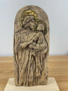 Vintage Sandstone Art Pottery Tile St. Joseph Biblical 12" X 5" Tile / Plaque - Picture 1 of 7