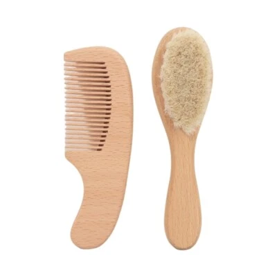 Baby Hair Brush and Comb Set Baby Hair Comb Soft Goat Bristles Cradle Caps Brush - Image 1 of 4
