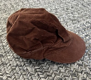 Women's Men’s Newsboy Brown Corduroy Cap/Hat One Size, Good Vintage Condition - Picture 1 of 5