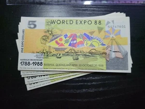 ๐ฆ๐บ Australia Bicentenary World Expo 1988 5 dollars UNC banknote 121121-12 - Picture 1 of 2