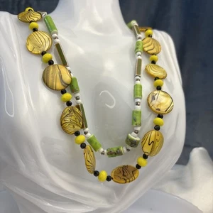 Collares de Cuentas Amarillo Verde 20" 26" Artístico Terroso Abstracto Brillante - Imagen 1 de 19