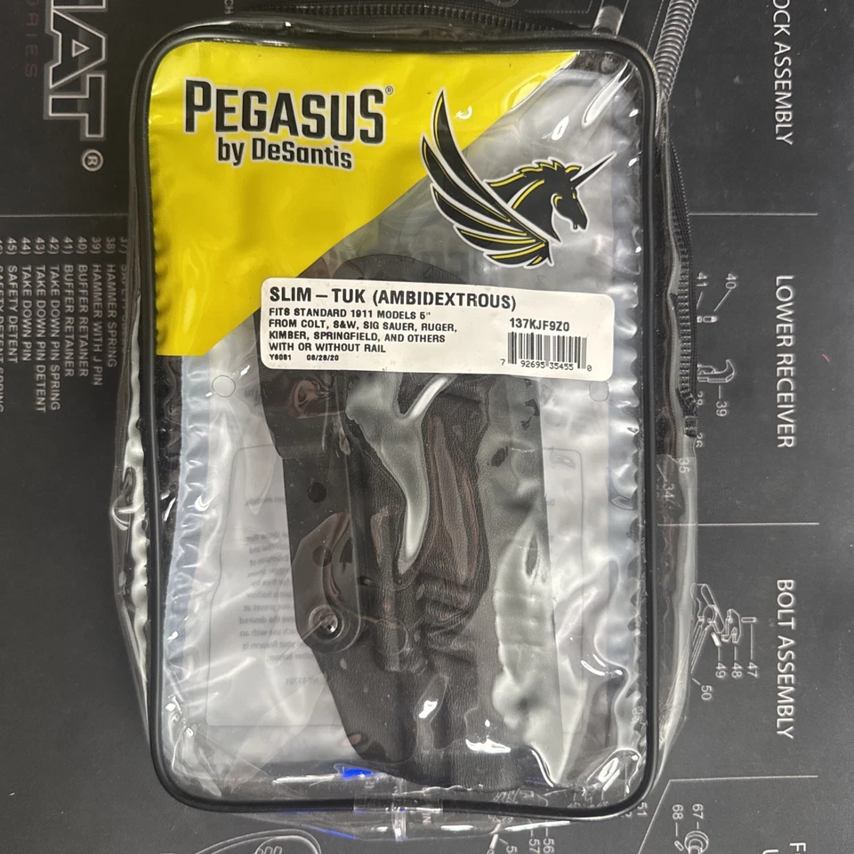 DeSantis Slim-Tuk IWB Holster for 1911 4.25"-5" Barrel Ambidextrous Black Kydex - Image 1 of 1