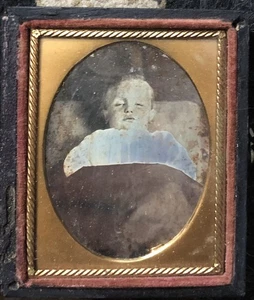 1:9 Plate Daguerreotype 1800’s Post Mortem Baby Tragic Image Photo - Picture 1 of 5