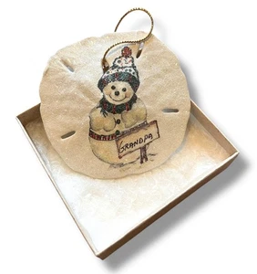 Vintage Sand Dollar Schneemann "Opa" Glitzer Weihnachtsschmuck - Bild 1 von 3