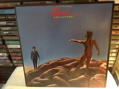 RUSH HEMISPHERES PROGRESSIVE ROCK VINYL '85 MERCURY LA VILLA STRANGIATO W/INSERT - Image 1 of 4