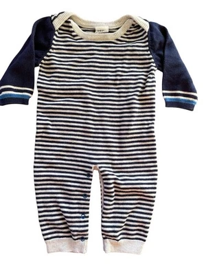 Mono convertible tejido 100 % algodón a rayas azul/gris usado en excelente estado Egg Susan Lazar - 3 Mos Foto 1 de 4