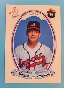 1987 Smokey Bear Wildfire Prevention Ted Simmons Atlanta Braves #13 4,25"x6" ⚾ - Imagen 1 de 2