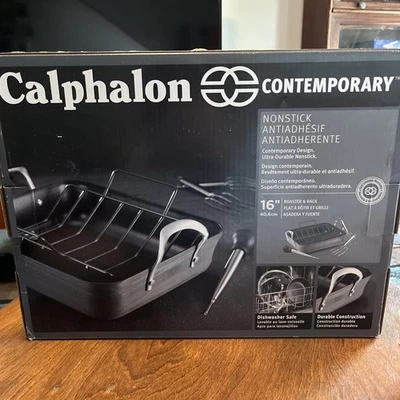Calphalon Classic Hard-Anodized 16x13”Roasting Pan Charcoal Gray NIB!! - Image 1 of 4