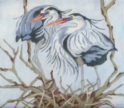 Needlepoint Handpainted Melissa Prince Herons Nesting 10x10 - Image 1 of 4