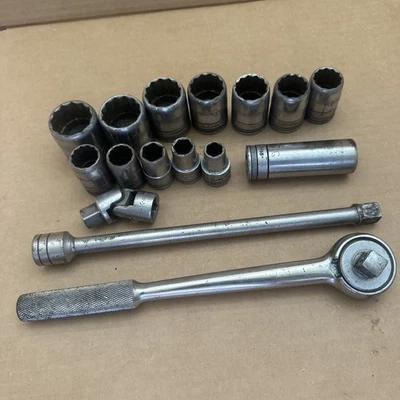 Vintage S-K Wayne 1/2" Drive  12pt SAE 14 pc Socket Set 42470 Made in USA  - Image 1 of 4