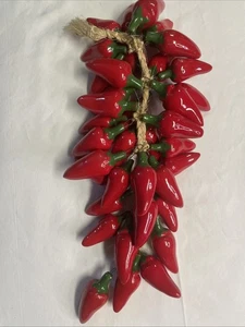 "Chile de cerámica pintado a mano Ristra 17""" - Imagen 1 de 10