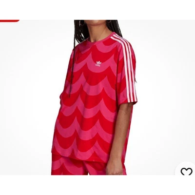 Adidas X Marimekko Camisa Wave Diseñador Camiseta De Gran Tamaño Deportes Rosa Rojo 3X Foto 1 de 4
