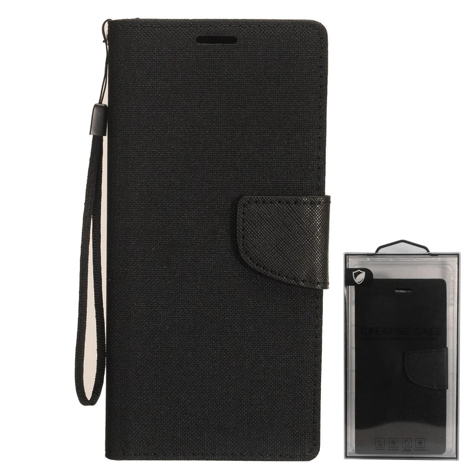 GSA Denim Two-Tone Denim Flip Wallet Case for Alcatel 3V(2019) - Black - Image 1 of 1