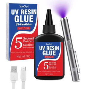 UV Resin Kit with Light, 60g UV Glue with Rechargeable Light, 5 Second Fast Cure - Picture 1 of 6
