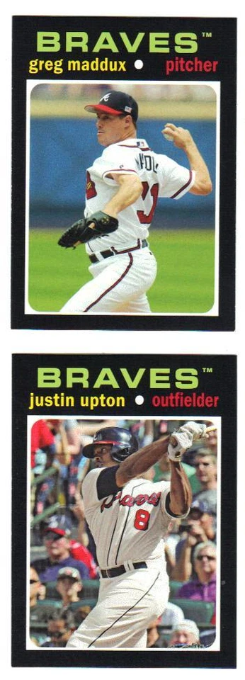 2013 Topps Update 1971 Mini Greg Maddux TM 24 Justin Upton TM 11 Atlanta Braves - Image 1 of 1