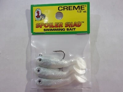 CREME SPOILER SHAD 游泳饵 3 每包 1 1/2 英寸 选择颜色!  全新带盒 — 第 1/4 张图片