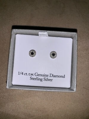 1/4 Ct. t.w. Genuine Diamond Sterling Silver Earrings - Image 1 of 4