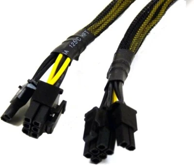 AYA 11-Inch 18AWG PCI-Express PCI-E 8-Pin Male to 2x PCI-E 6+2 Female Cable - Image 1 of 4