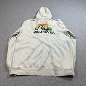 Quicksilver Hoodie Men L Blue Tye-Dye Sweater Grunge Skateboard Distress Y2K - Picture 1 of 7