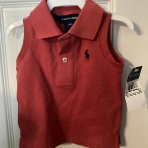 Neu mit Etikett Ralph Lauren IG SS Lite rot Polo-Stil Tanktop bestickt Logo Polo Größe 9m - Bild 1 von 3