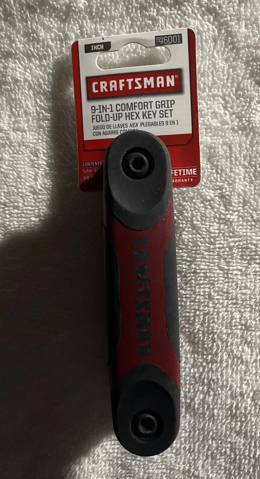 Craftsman 9-in-1 Fold-Up Comfort Grip SAE Inch Hex Key Set USA PN 9-46001 46001 - Image 1 of 2