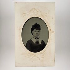 Beautiful Gothic Young Lady Tintype c1870 Antique 1/16 Plate Woman Photo A3740